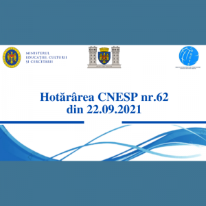 Hotărârea CNESP nr.62 din 22.09.2021